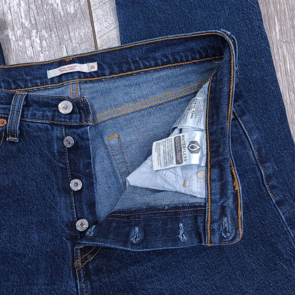 Levis Premium Jeans Womens 30 Big E Wedgie Straight Ankle Dark Blue Denim - Picture 7 of 10